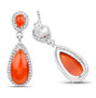 back view of carnelian and white topaz pear halo drop earrings in rhodium over sterling silver