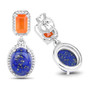 back view of carnelian and lapis drop earrings in rhodium over sterling silver
