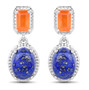 carnelian and lapis drop earrings in rhodium over sterling silver