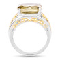 side view of lemon quartz solitaire two-tone 14k yellow gold and rhodium over sterling silver scroll ring