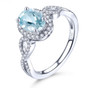 aquamarine and white zircon ring in rhodium over sterling silver