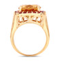 side view of citrine and orange sapphire oval halo ring in 14k yellow gold over sterling silver