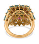 back view of green apatite rhodolite garnet and multi gemstone statement ring in 18k yellow gold over sterling silver