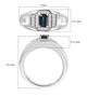 indicolite tourmaline and white zircon gents ring in rhodium over sterling silver shown for size comparison