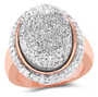 silver druzy quartz and white topaz halo ring in 14k rose gold over sterling silver