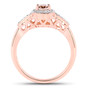 side view of morganite and white topaz jewelry set in 14k rose gold over sterling silver