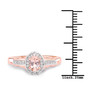 morganite and white topaz jewelry set in 14k rose gold over sterling silver shown for size comparison