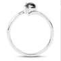 side view of black diamond bypass solitaire ring in rhodium over sterling silver