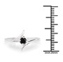 black diamond bypass solitaire ring in rhodium over sterling silver shown for size comparison