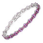 front view of amethyst and rhodolite garnet cluster tennis bracelet in rhodium over sterling silver