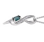 side view of indicolite tourmaline and white zircon pendant necklace in rhodium over sterling silver