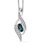 indicolite tourmaline and white zircon pendant necklace in rhodium over sterling silver