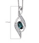 indicolite tourmaline and white zircon pendant necklace in rhodium over sterling silver shown for size comparison