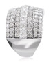 side view of diamond wide band statement ring in 14k white gold