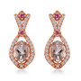 morganite pink tourmaline and zircon dangle earrings in 18k rose gold over sterling silver