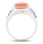 side view of peach moonstone and tanzanite ring in rhodium over sterling silver