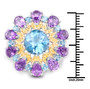 london blue topaz and amethyst ring in 14k yellow gold and rhodium over sterling silver shown for size comparison