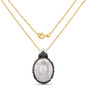 gray moonstone and black spinel halo tri-tone sterling silver pendant necklace full view