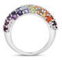 side view of multi gemstone domed band ring in rhodium over sterling silver