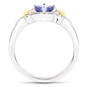 full view of tanzanite and diamond ring in 14k yellow gold and rhodium over sterling silver