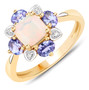 ethiopian opal tanzanite and diamond 10k yellow gold halo ring