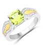 peridot and diamond ring in 14k yellow gold and rhodium over sterling silver