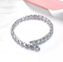 full view of aquamarine and white zircon tennis bracelet in rhodium over sterling silver