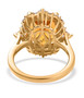 citrine and cushion moissanite halo ring in 18k yellow gold over sterling silver
