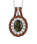 moldavite brown zircon and moissanite pendant necklace in rhodium over sterling silver
