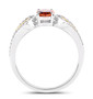 side view of spessartine garnet white diamond two-tone 14k yellow and gold over sterling silver ring