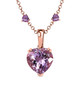 rose de france amethyst heart pendant necklace in 18k rose gold over sterling silver