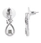back view of aquamarine sapphire and zircon earrings in rhodium over sterling silver