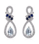 aquamarine sapphire and zircon earrings in rhodium over sterling silver