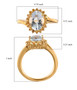 aquamarine and yellow sapphire halo bypass ring in 18k yellow gold over sterling silver shown for size comparison
