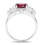 side view of rhodolite garnet and white zircon ring in rhodium over sterling silver