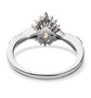 back view of heliodor and white zircon pear halo ring in rhodium over sterling silver
