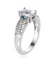 side view of aquamarine london blue topaz and white zircon ring in rhodium over sterling silver