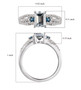 aquamarine london blue topaz and white zircon ring in rhodium over sterling silver shown for size comparison