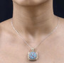 blue apatite pink tourmaline and diamond pendant necklace in 18k yellow gold and rhodium over sterling silver worn around the neck