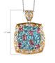blue apatite pink tourmaline and diamond pendant necklace in 18k yellow gold and rhodium over sterling silver shown for size comparison