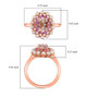 morganite pink sapphire and freshwater pearl halo ring in 18k rose gold over sterling silver shown for size comparison