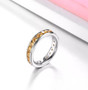 close up of citrine eternity band ring in rhodium over sterling silver
