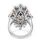 back view of multi color tourmaline and zircon elongated ring in 18k yellow gold and rhodium over sterling silver