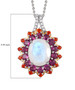 rainbow moonstone rhodolite garnet fire opal and zircon pendant necklace in 18k yellow gold and rhodium over sterling silver shown for size comparison