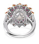 back view of rainbow moonstone rhodolite garnet fire opal and zircon halo ring in 18k yellow gold and rhodium over sterling silver