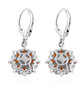 back view of fire opal and chrome diopside leverback earrings in rhodium over sterling silver