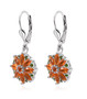 side view of fire opal and chrome diopside leverback earrings in rhodium over sterling silver