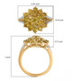 yellow diamond and white diamond cluster ring in 10k yellow gold shown for size comparison