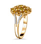 side view of yellow diamond and white diamond cluster ring in 10k yellow gold