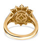 back view of yellow diamond and white diamond cluster ring in 10k yellow gold